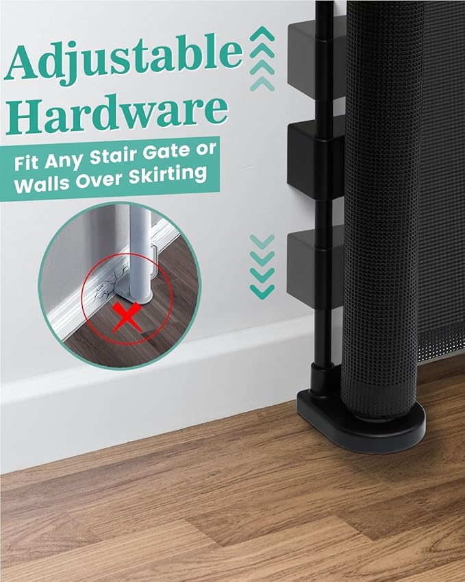 Miumoon 50 inch Retractable Baby Gates 42 inch Tall, Retractable Gate with Reinforced Strip Design to Prevent Crawling Through, Retractable Dog Gate for Stairs, Doorways, Hallways