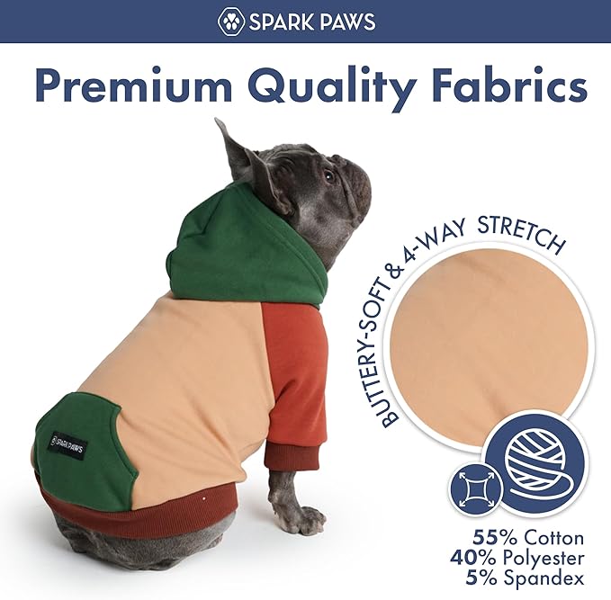 Spark Paws Dog Hoodie – Premium Dog Sweater for Small, Medium, and Large Dogs | Warm Outfits for French Bulldogs, Pitbull, Puppy, Winter Jacket Alternative - Ranger - S