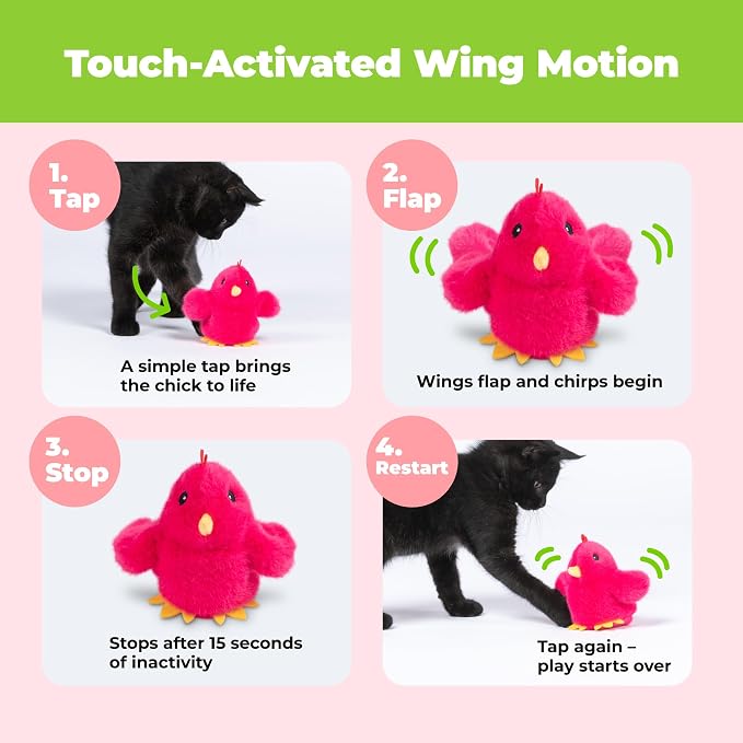 Best Pet Supplies Catify Interactive Flapping Cat Toy - Chick, Fuchsia - Image 2