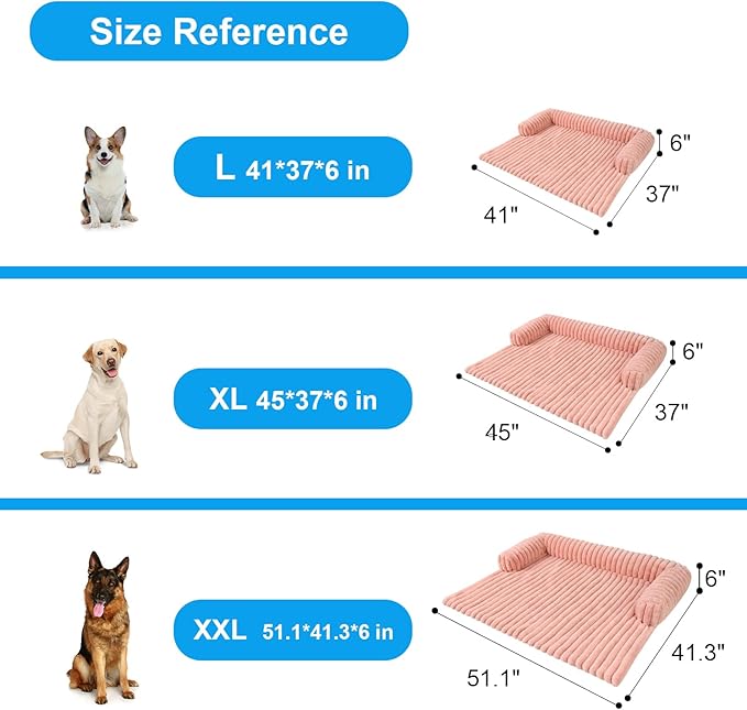 Wn's Day Luxurious Dog Couch Bed, Washable Calming Dog Couch Cover, Removable Couch Protector for Dogs, Waterproof Sofa Bed, Pet Bed Mats for Couch, Pet Couch Covers for Sofa(Pink, L)