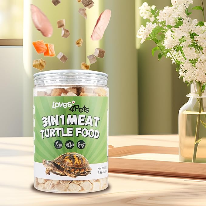 Turtle Food - 3 in 1 Freeze-Dried Meat ?€? Chicken, Duck & Salmon ?€? Natural Treats for Turtles, Cats & Dogs ?€? Human-Grade Real Meat