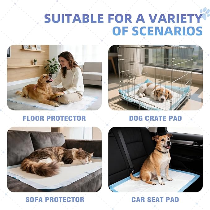 SCLOSE 100 Pack Pee Pads for Dogs Extra Large 30"x36", Puppy Pads XXL, Potty Pads for Dogs, Super Absorbent & Leak-Proof, Disposable Training Pads for Puppies, Doggie Pads, Blue