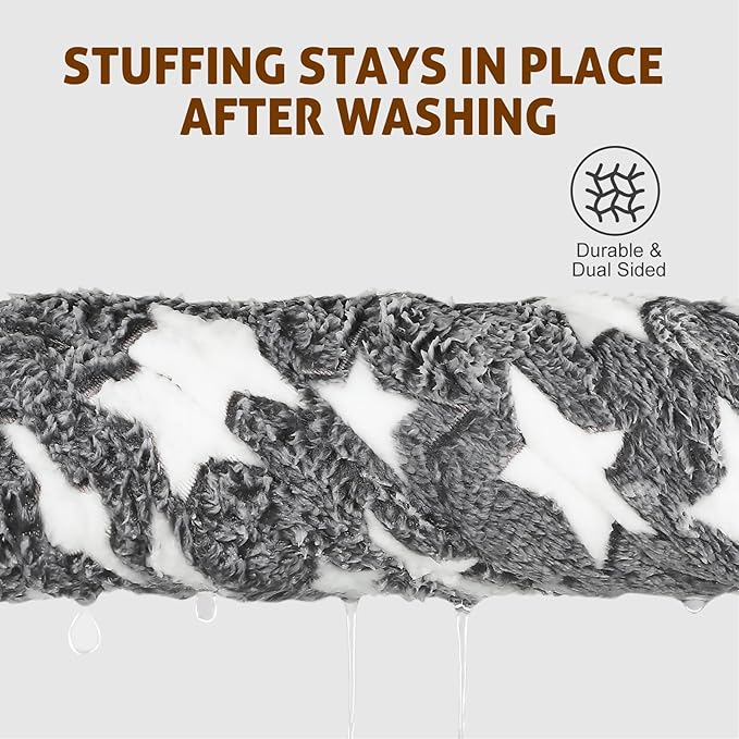 Mora Pets Cat Bed Dog Crate Pad Ultra Soft Pet Bed with Cute Star Print Washable Reversible for Small Dogs 14 x 17.5 inch 2 Pack Grey