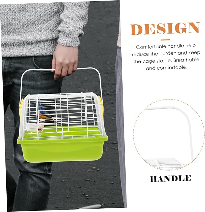 VANZACK 1 Set Portable Bird Carrier Cage with Handle Lightweight Pet Transportation Cage for Birds Parrots and More for Travel and Outdoor Use
