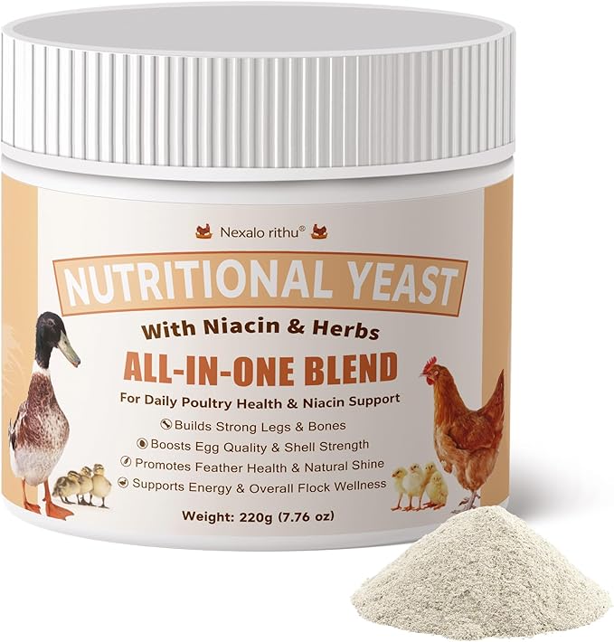 Nutritional Yeast for Ducks & Chickens - Up to 10X More Niacin Than Brewers Yeast for Chickens - Duck & Chicken Vitamins for Strong Bones, Immune Support, Molting & Egg Quality-for Chicks & Ducklings