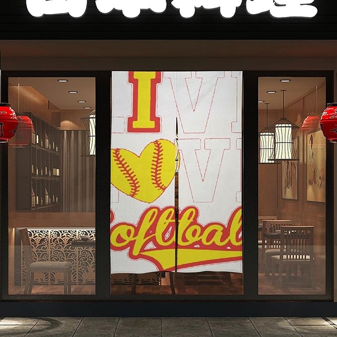 Live Love Softball Light Blocking Door Curtain, Suitable for Bedroom Entrance