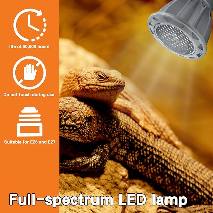 GARTO UVB Light for Reptiles, for E26, E27 Reptile Heat Lamp, Full Spectrum LED Light,UVA Daylight Basking Light for Dragon, 2urtle, Lizard, Gecko, Lizard (UVB-10.0)