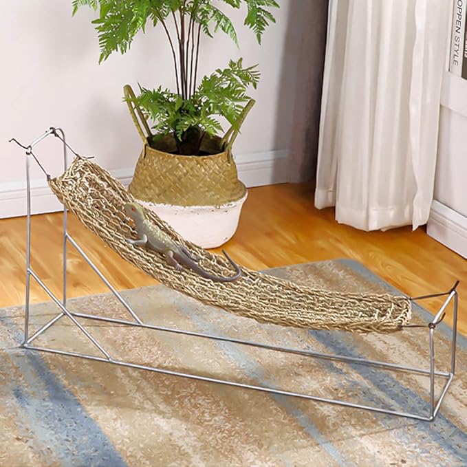 Mipcase 2Pcs Reptile Seagrass Hammock Lizard Hammock Hanging Ladder Lounger Climbing Accessories for Gecko Lizard Snake Hermit Crabs Geckos Other Small Animal Habitat Sleep Bed