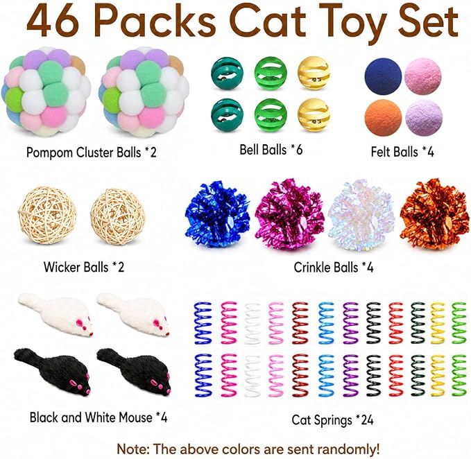 Cat Toys for Indoor Cats, 46 Pack Interactive Cat Toy Set for Kitten - Image 3