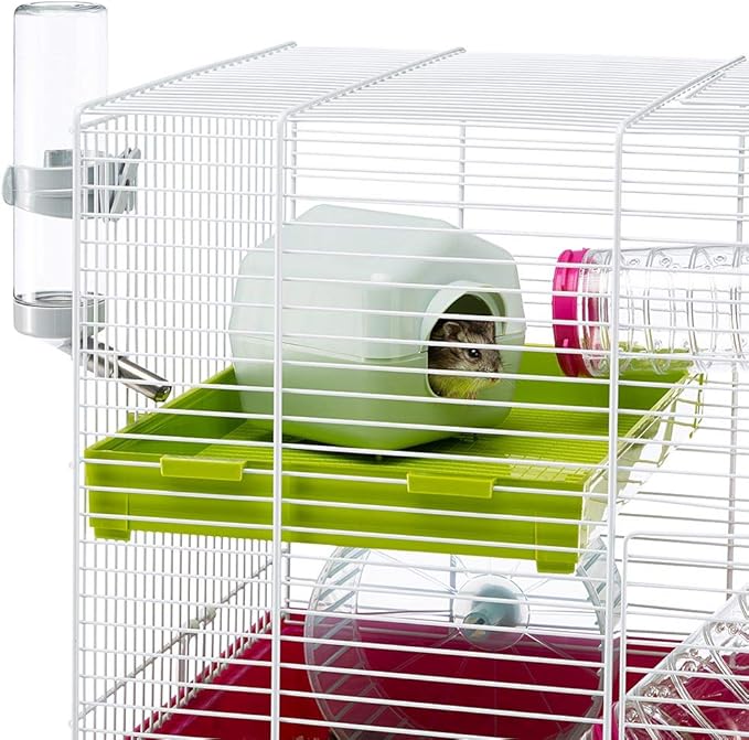 Ferplast Laura Small Hamster Cage | Fun & Interactive Cage Measures 18.11L x 11.61W x 14.8H & Includes All Accessories