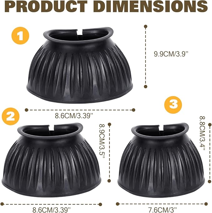 1 Pair Black Bell Boots for Horses, Double Lock Horse Care Boots, Protect Against Hoof Impact Trauma, Rubber Bell Boots Horse Care for Turnout, No Rub Design Comfort Quick Wrap Hook and Loop