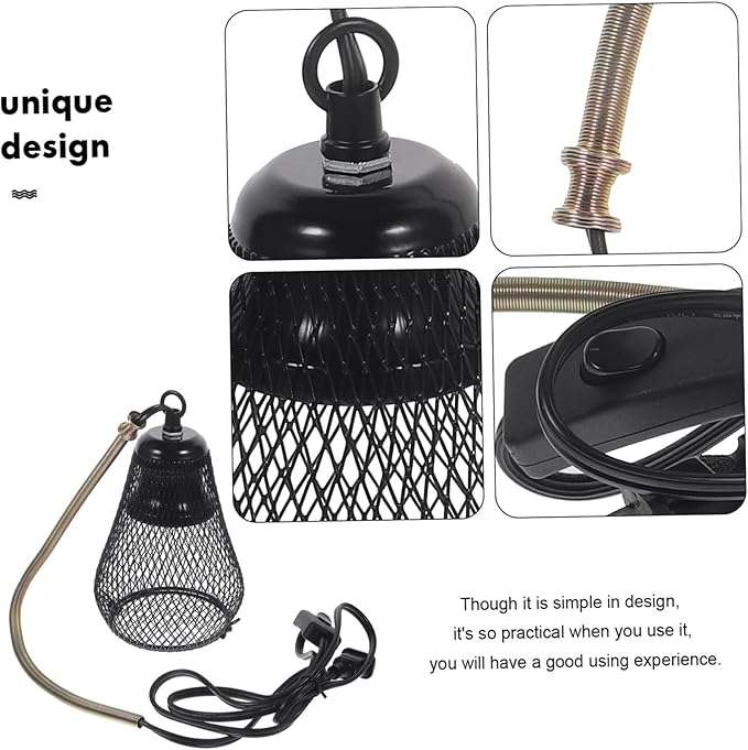 Happyyami Reptile Heating Lamp Shade Hook Scale Lamp Mesh Cover Heat-Resistant Easy Install Remove for Reptile Tank Decor