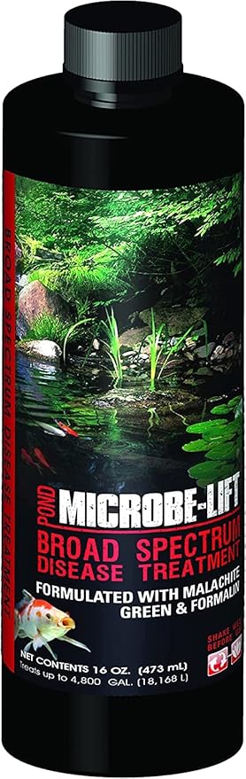 MICROBE-LIFT BSDT16 Broad Spectrum Disease Treatment for Ponds and Outdoor Water Garden, Safe for Live Koi Fish, Goldfish, Plants, and Decor, 16 Fl Oz