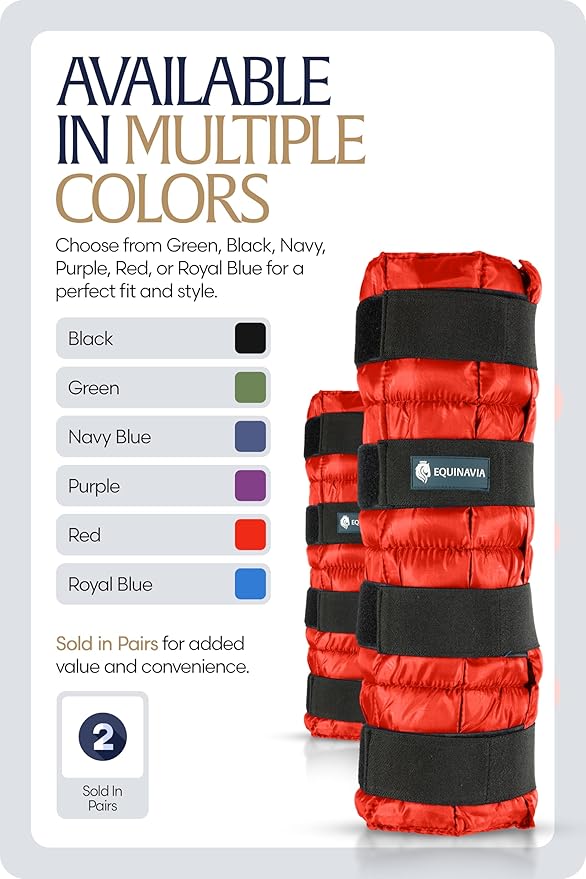 Equinavia Cool Relief Therapy Ice Boots Leg Wraps Pair for Horses, Gel Pack with Adjustable Straps | 16.5" x 15.5" with Storage Bag - Red - Pair - One Size