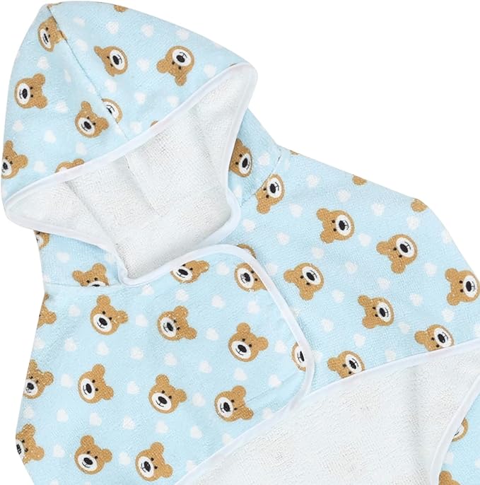 HDE Dog Bathrobe Super Absorbent Quick Drying Puppy Towel Wrap Coat Adjustable After Bath Robes with Hood for Dog Sizes S-XXL Teddy Bears M