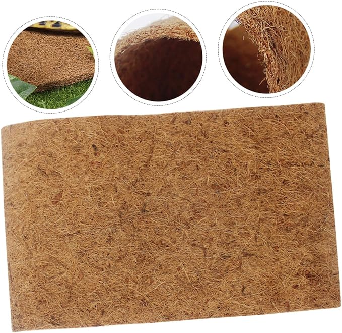 Mobestech Reptile Coconut Fiber Carpet Mat Non-Adhesive Terrarium Substrate Liner for Bearded Dragon Leopard Gecko Tortoise Lizard Bedding Pad with Water Permeability and Airflow