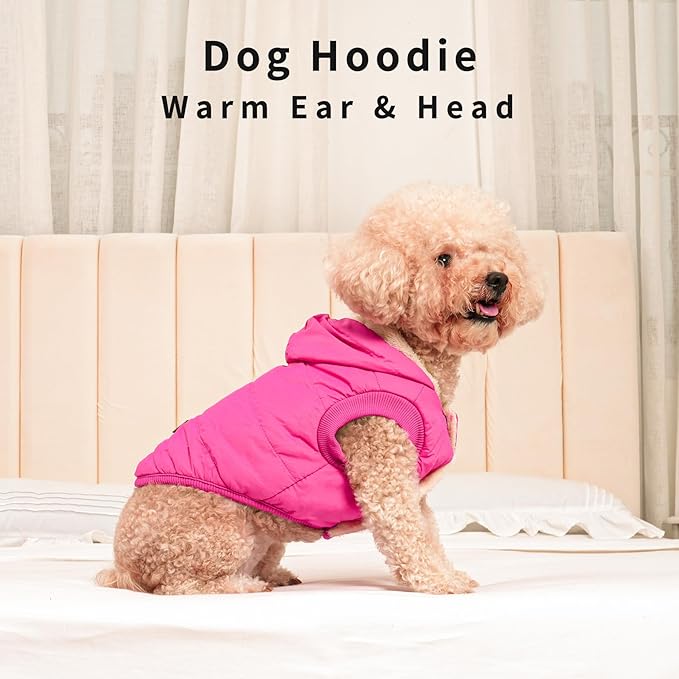 Vecomfy Fleece Lining Extra Warm Dog Hoodie in Winter for Large Dogs Jacket Pet Coats with Hooded Pink XXXL