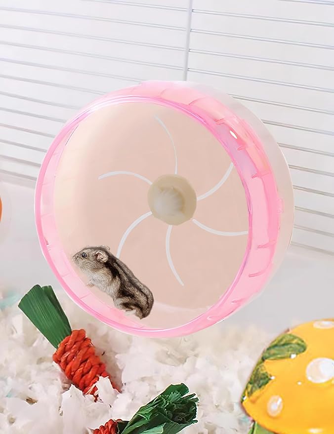 Super-Silent Hamster Exercise Wheel - Hamster Cages Toys Accessories 8.6 Inch Running Spinner Quite Runner for Small Animal Pet Gerbil Dwarf Syrian Hedgehog Rat Mouse Mice (Pink)