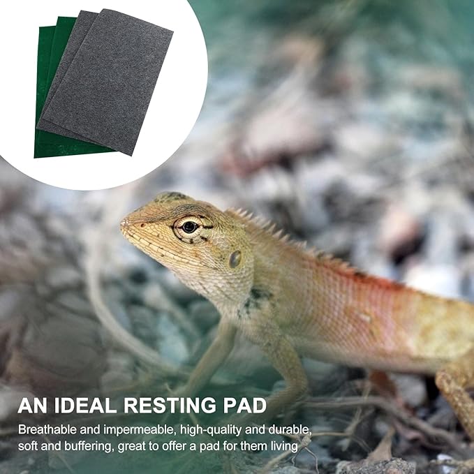 PRETYZOOM 4pcs Reptile Carpet Liner Substrate for Terrarium Tank, Absorbent Gecko Carpet and Turtle Bedding Mat, Non-Adhesive Moisture Retention Pad, 50x30cm Gray and Green for Lizards,
