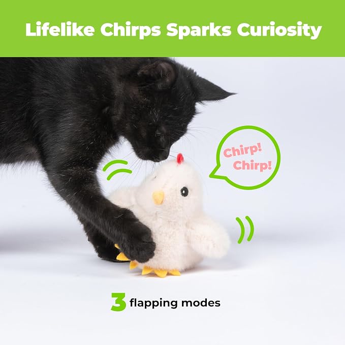 Best Pet Supplies Catify Interactive Flapping Cat Toy - Chick, Beige - Image 3