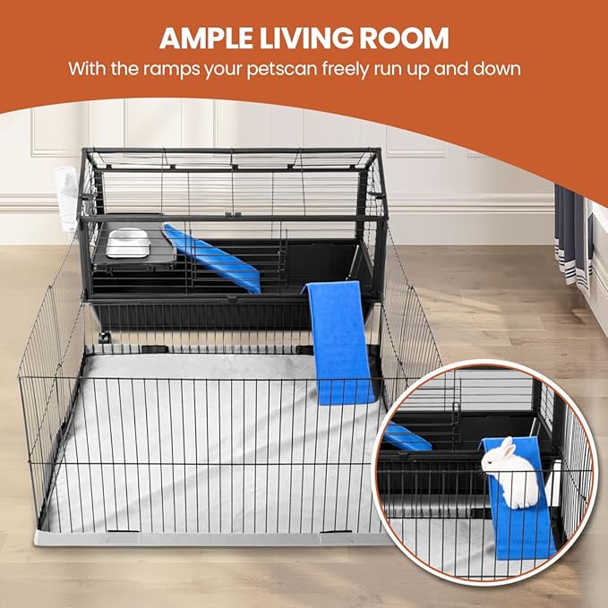 BORKIN Small Animal Playpen&Small Animal Cage with Foldable Fence, Guinea Pig Cages, Hedgehog Cage with Waterproof Bottom Canvas, Small Animal House & Habitat,35" L