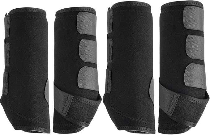 4 Pcs Horse Sport Boots - Neoprene Protective Breathable Comfy Mesh All-Round Lower Limb Protection & Support for Jumping Trail Riding Endurance Training and Performance