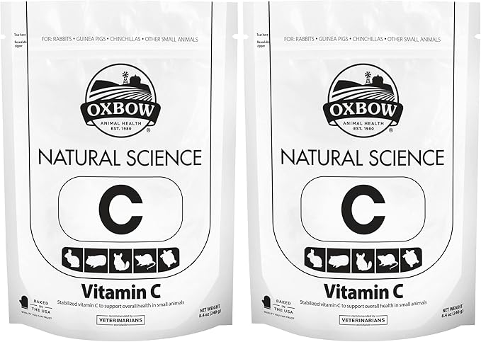 Oxbow Animal Health Natural Science Vitamin C Supplement,Vitamin C for Guinea Pig,Made with Oxbow Timothy Hay,Pet Supplements for Guinea Pigs,Veterinarian Formula,Made in USA,8.4 oz,(Pack of 2)