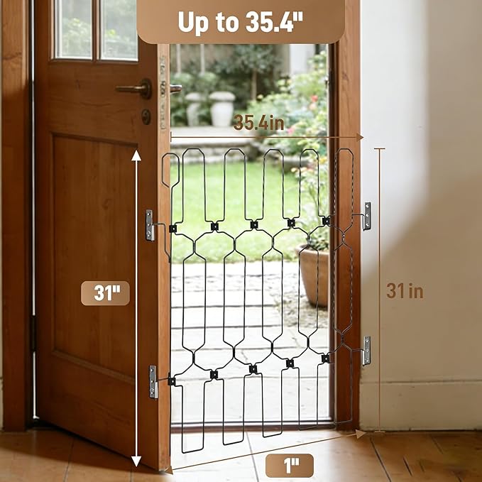 Expandable Pet Gate for Dogs & Cats – Retractable Mesh-Free Safety Barrier, Adjustable Width 2"-35", Portable Foldable Dog Fence for Doorways, Stairs, Hallways, No Drilling, Easy to Install