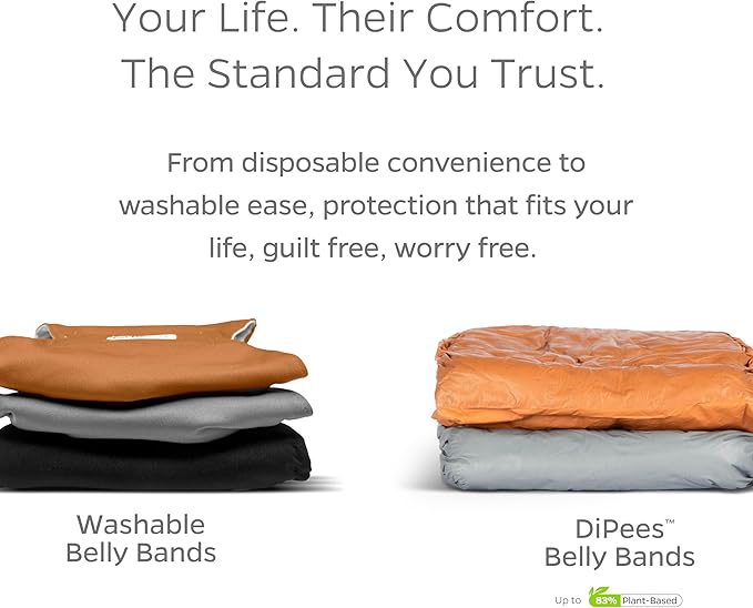 Pet Parents® DiPees® Disposable Belly Bands for Male Dogs + Extendrs®, Male Dog Wraps, Leak Proof, Up to 83% Plant Based, Premium Disposable Dog Diapers Male (Natural, Large (20-27"), 20ct)