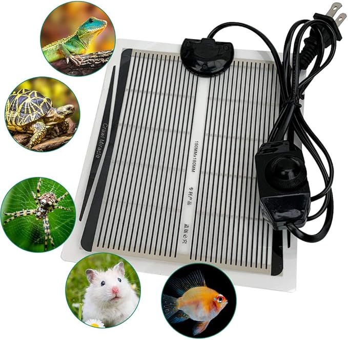 YOUMU Reptile Heating Pad- (5W/15W/25W/35W) Temperature Adjustable Terrarium Heat Mat for Turtle/Snake/Frog/Lizard/Small Animals/Plant Box (5W(7.08in5.9in))