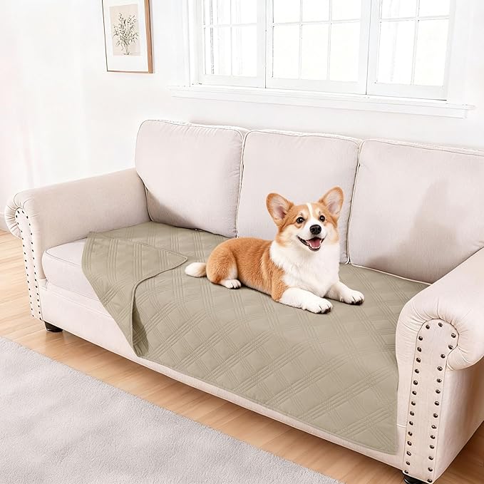 hyha Waterproof Dog Blanket, Reversible Pet Bed Blanket, Soft Sofa Couch Cover for Dogs Washable, Waterproof Pet Couch Covers for Sofa Puppy Cats Furniture Protector(40"x80", Taupe/Taupe)