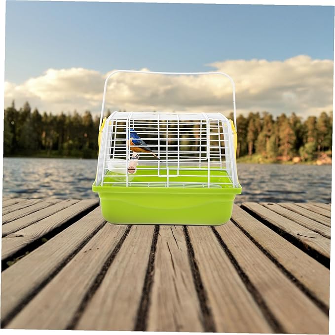 Portable Metal Bird Carrier Cage with Comfortable Handle Breathable Wire Structure for Parrots and Parakeets Lightweight Travel Cage for Outdoor Trips and Car Seat Use Easy to