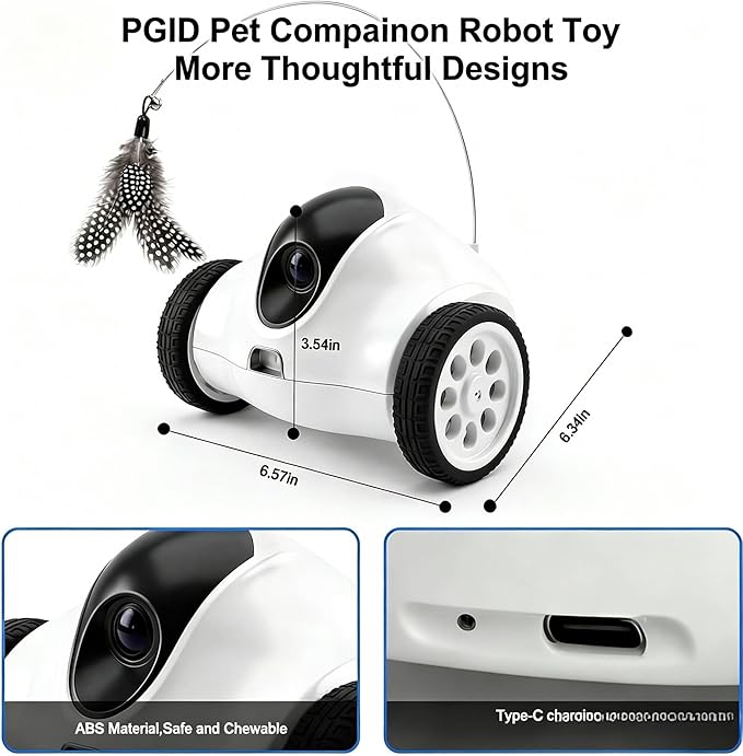 Pet Robot Camera,Movable Robot Pet Cam Indoor with Phone APP,Long Distance on Wheels,Home Security Robot 720P Cat Camera Night Vision,2-Way Talk WiFi Cam Pet with 2.4G
