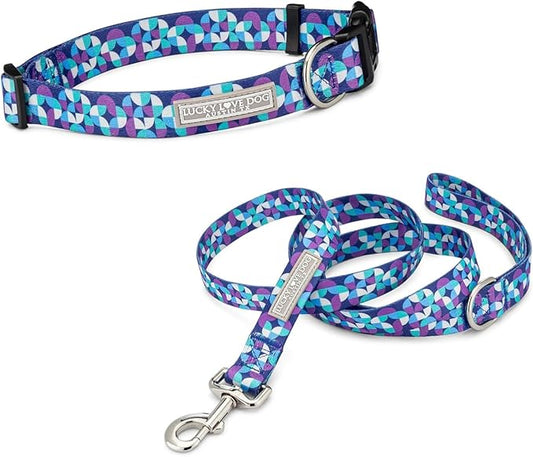 Lucky Love Dog - Adjustable Dog Collar and Leash Set with Easy Click Buckle for Large Dogs, Durable, & Comfortable Collar for Male & Female Dogs, Puppies & Adult Ones - Jasper Combo, Large