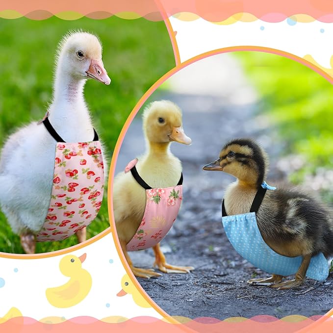 6 Pcs Chicken Diapers for Indoor Chickens Reusable Washable Duck Diapers with Bowtie Adjustable Ducklings Pet Poultry Potty Training Clothes for Rooster Chicken Geese(Cute,M)