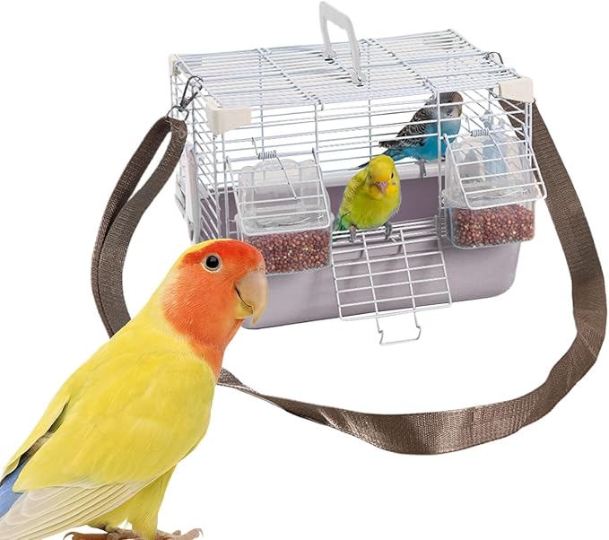 Portable Bird Cage - Heavy-Duty Travel Carrier, Convenient Handle, Small Animal Housing, Durable Pet Enclosure | Safe Transport Cage for Cockatiels Budgies Peony Pearl Munias Travel Home