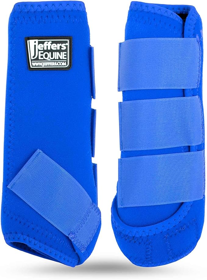 Jeffers Equine Protective Horse Boots 1 Pair Blue - Safe Neoprene Leg Guards & Comfortable Fit, Durable Strap Closures, Front & Hind Support, Equestrian Accessories for Travel & Riding - Small