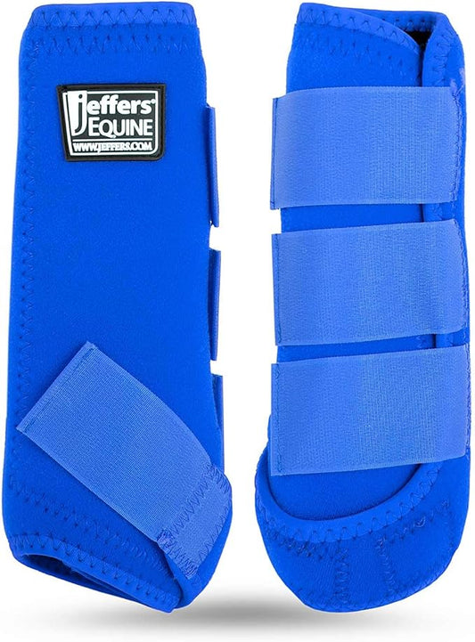 Jeffers Equine Protective Horse Boots 1 Pair Blue - Safe Neoprene Leg Guards & Comfortable Fit, Durable Strap Closures, Front & Hind Support, Equestrian Accessories for Travel & Riding - Small