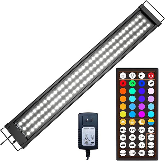 30-40 Inch RGB LED Aquarium Fish Tank Light with Timer 24/7 AUTO ON/Off All Day Mode 44 Keys Remote for Freshwater Saltwater, UL-Listed Adapter