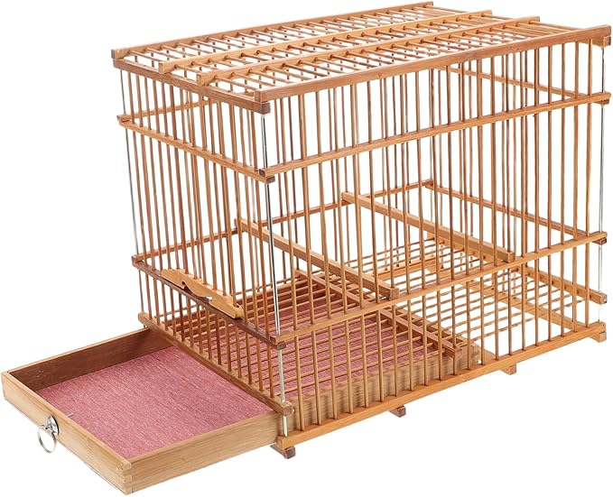 Toyvian Portable Bamboo Bird Cage Lightweight Natural Weaving Birdcage for Small Parrots Aesthetic Hollow Design for Travel and Outdoor Use