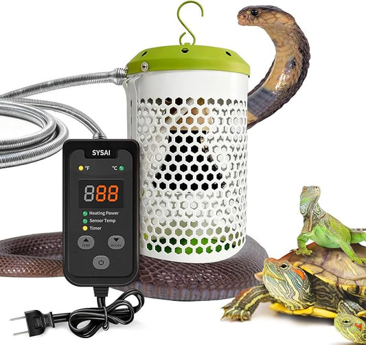SYSAI Heat Lamp for Reptiles 100W with Thermostat, Chew Proof Cord for Ultimate Safety, Creates a Cozy Warm Haven for Your Beloved Bearded Dragon, Snake, Turtle & Amphibians