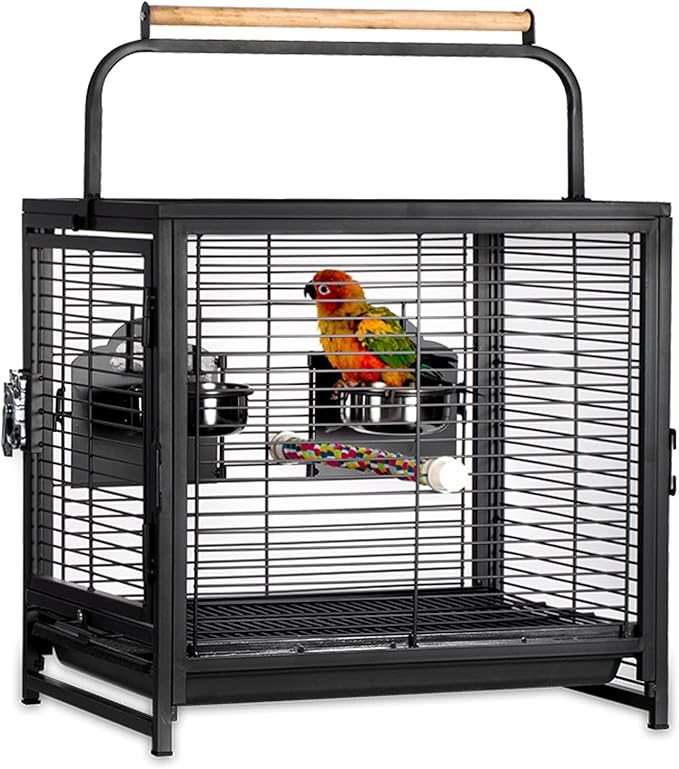 Birdcage Bird Cage Portable Bird Carrier Parrot Travel Cage with Feeding Cups Metal Breathable Travel Cage Lightweight Bird Carrier for Indoor Outdoor for Lov