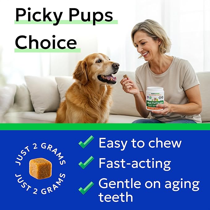 BARK&SPARK Dog Multivitamin Chews Glucosamine Chondroitin with Omega 3, Digestive Enzymes & Probiotics | Vitamins and Supplements for Dogs Pet Skin & Coat & Joint & Gut Health Support - 240ct
