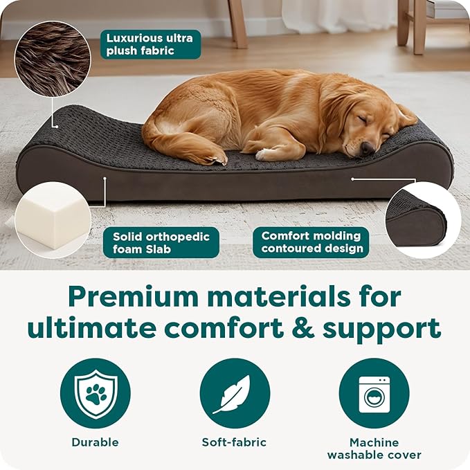 FurHaven Ultra Plush & Suede Luxe Lounger Orthopedic Pet Bed, Chocolate, JumboPlus