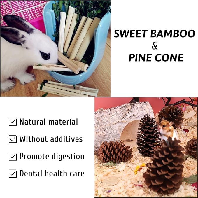 PINVNBY Guinea Pig Grass House Bunny Hay Hideout Tunnel Small Pet Straw Hut with Chew Toys for Bunny Hamster Rat Chinchilla Hedgehog Gerbil (Ball at Random)