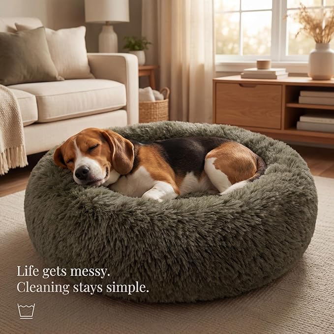 nononfish Dog Bed Mat for Medium Dogs, Army Green Orthopedic Pet Bed, 30x30x7 inches, High Density Fiber Cotton, Stuffed, Washable, Indoor, 30 pounds Weight Capacity