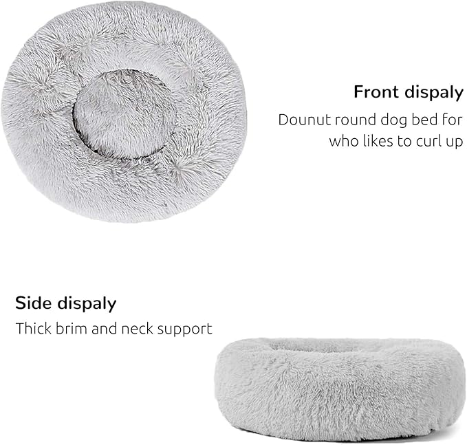 HACHIKITTY Calming Donut Cuddler Dog Bed, Indoor Puppy Beds for Large Dogs, XLarge 36''