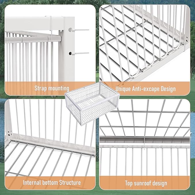 Carrier Pigeon Cage Pigeon Bird Trap Cage One-Way Entrance Trapping U-Trap Door for Quail Doves(White,60 * 40cm)