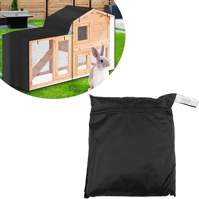 Triangle Rabbit Hutch Cover, Waterproof 210D Oxford Fabric With Adjustable Hem And Zipper, Clear Front For Indoor Outdoor Rabbit Or Guinea Pig Hutch, Green(black 147x52x86cm)