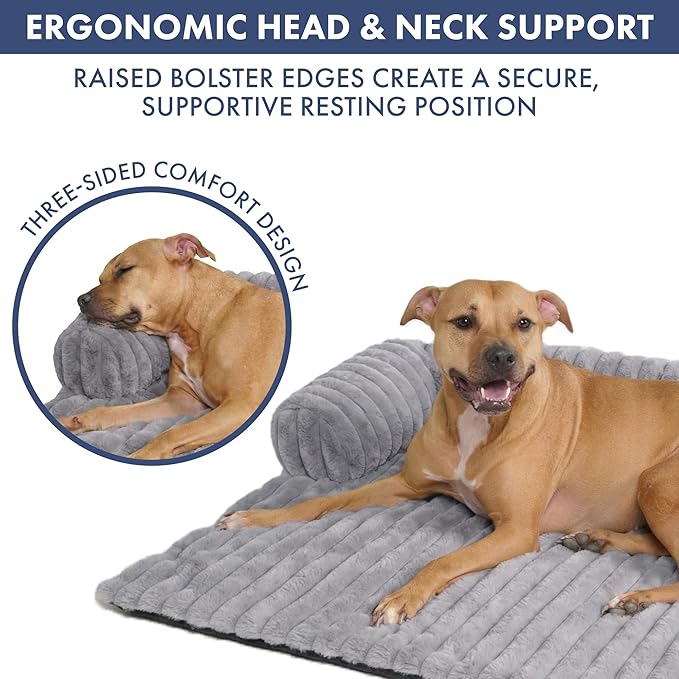 Spark Paws Luxury Dog Couch Cover Bed, Calming Pet Furniture Protector for Large & Small Dogs, Washable Bolster Dog Bed for Couch, Sofa & Bed - Grey, Medium